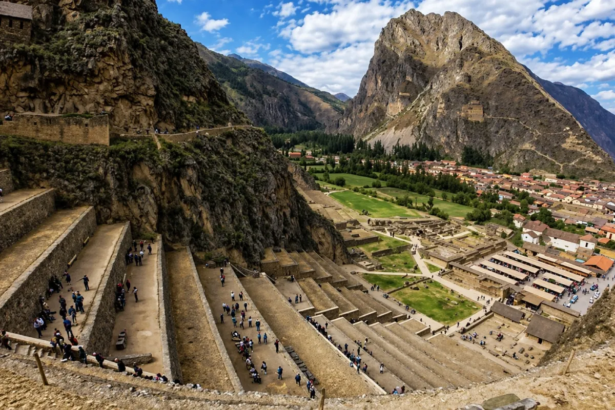 Vista del parque arqueológico de Ollantaytambo