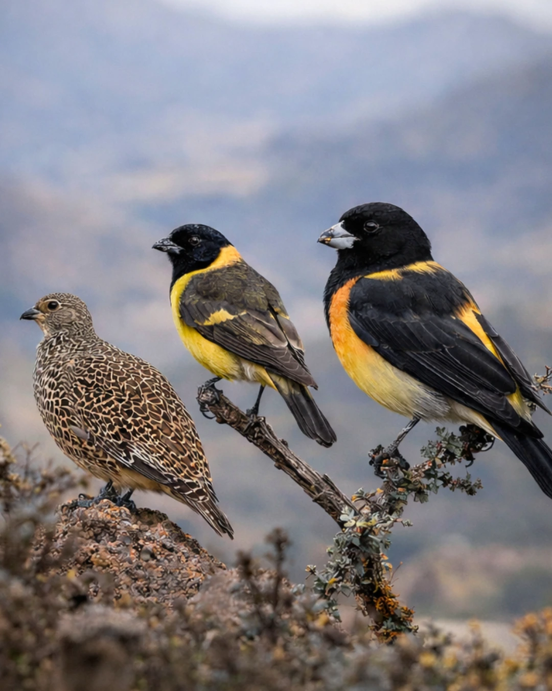 Perdiz andina y jilgueros encapuchados en Piquillacta (Valle Sur)
