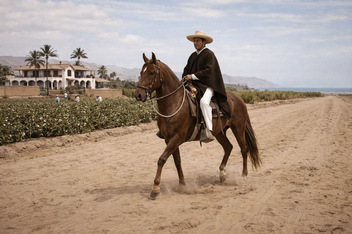 La identidad del Caballo Peruano de Paso no se entiende solo por su linaje, sino también por el paisaje donde terminó de afirmarse. En las haciendas de la costa peruana, entre caminos arenosos y trabajo rural, la raza consolidó ese andar singular que hoy la distingue.