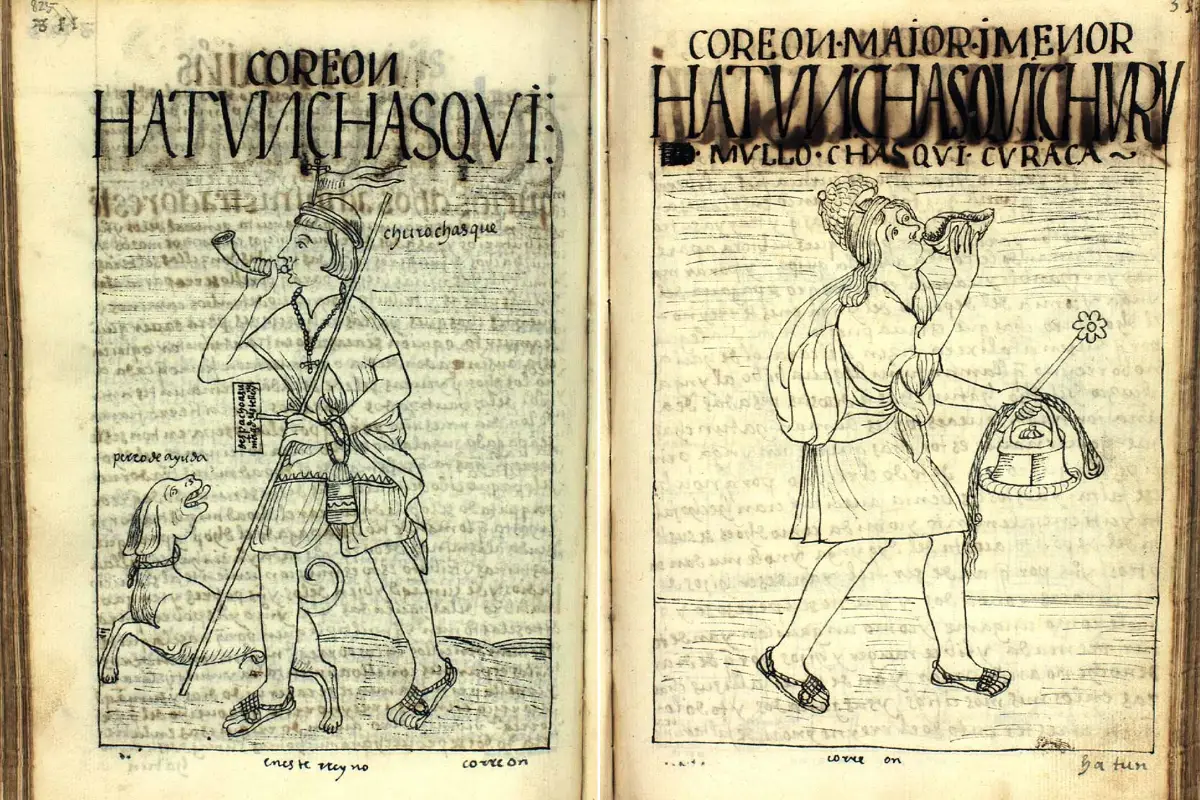 Ilustraciones antiguas de chasquis de Guamán Poma de Ayala | Cocatambo