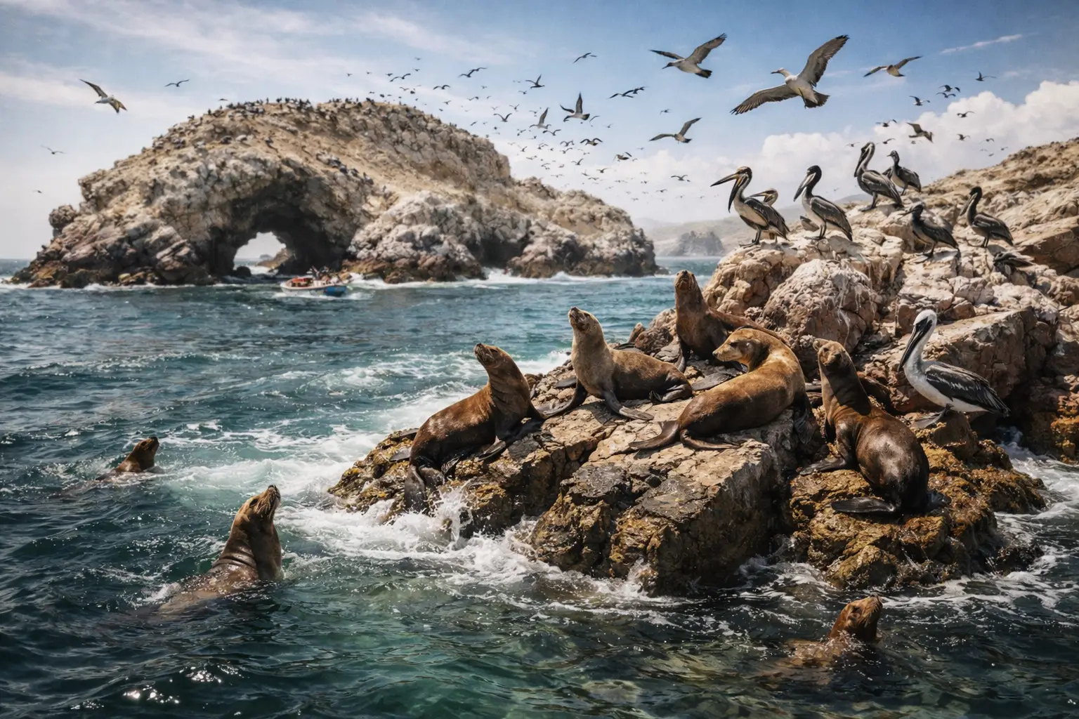 Islas Ballestas, Paracas: lobos marinos y aves guaneras en uno de los tours más populares de la costa peruana.