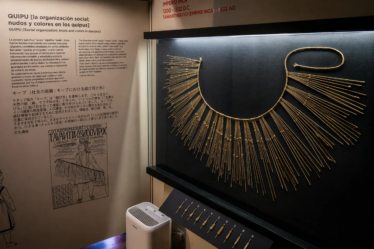 Quipu en exhibición en el Museo Amano de Lima