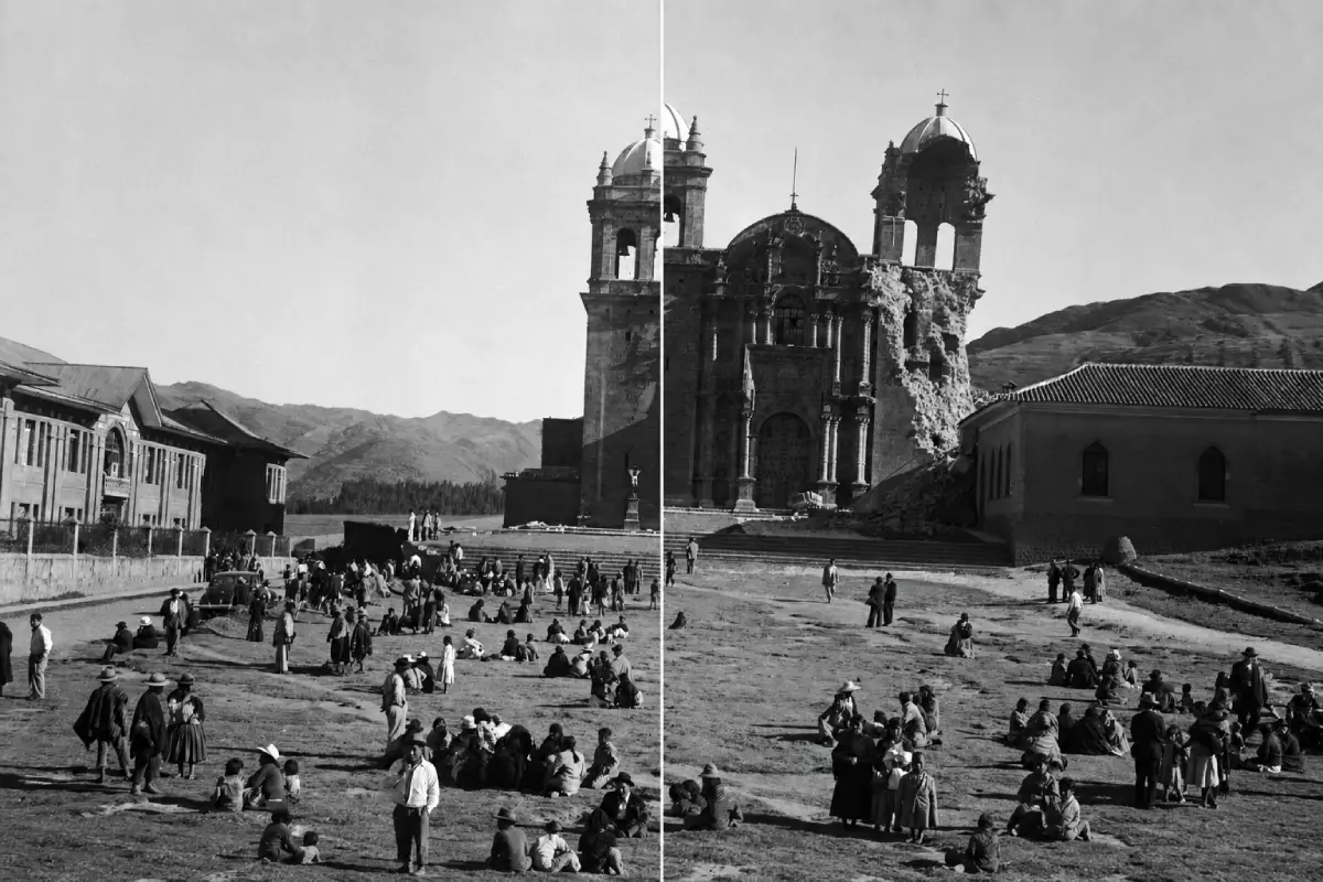 La plazoleta Belén después del terremoto de 1950 | Cocatambo